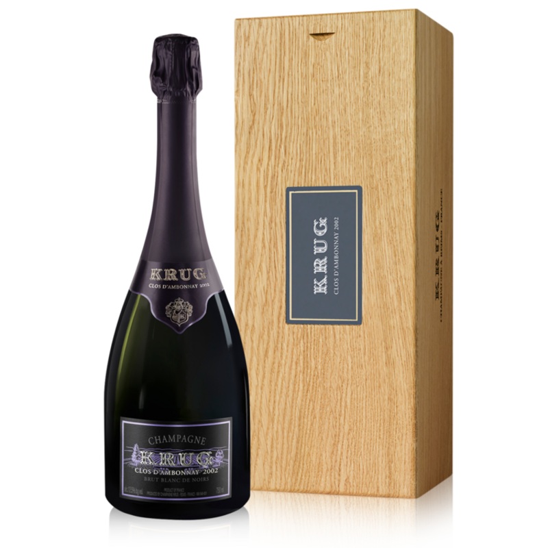 KRUG CHAMPAGNE BRUT BLANC DE NOIRS CLOS D'AMBONNAY 2002 W/ WOOD GIFT BOX 750ML
