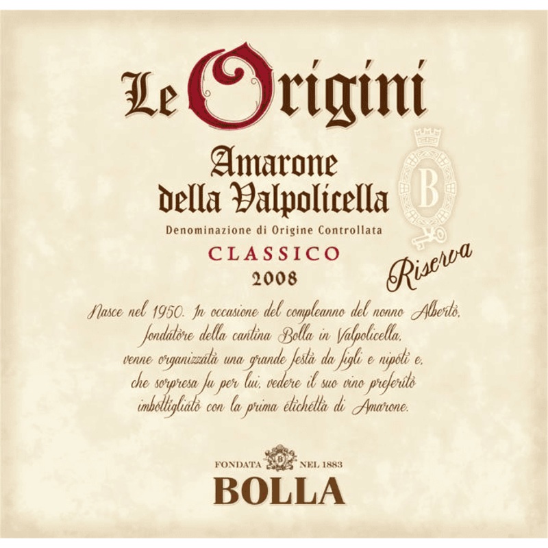 Bolla Amarone Delle Valpolicella Classico Riserva Le Origine 750ml