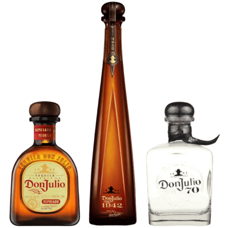 Don Julio 1942 Anejo Tequila & Don Julio Tequila Reposado & Don Julio Anejo 70th Anniversary Tequila 3 Bottle Bundle - 750ML