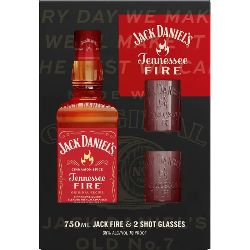 Jack Daniels Tennessee Fire with 2 Shot Glasses Gift