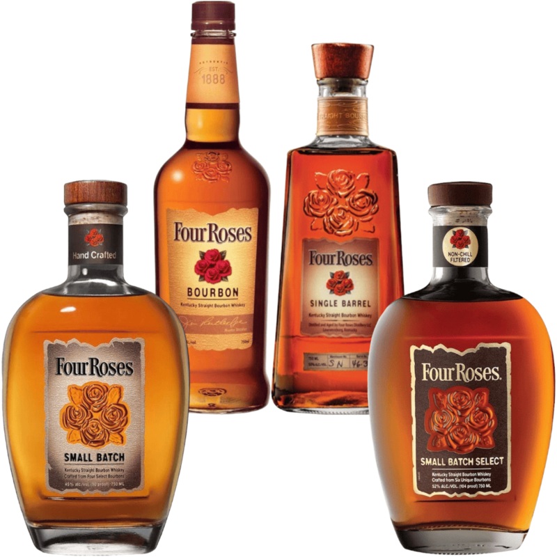 Four Roses Small Batch, Small Batch Select, Single Barrel and Bourbon Whiskey Bundle