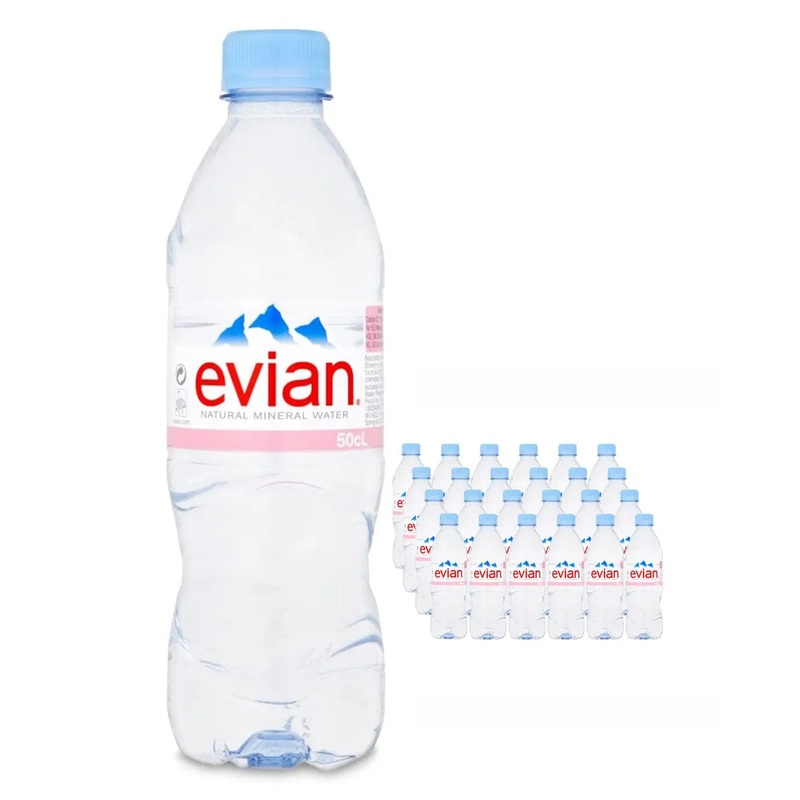 Evian Natural Spring Water Multipack, 24 x 500 ml