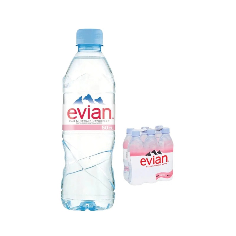 Evian Natural Spring Water Plastic Bottle Multipack, 5 x 6 x 500 ml