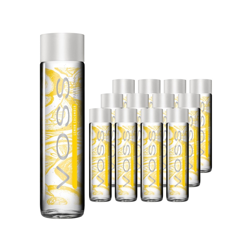 Voss Lemon Cucumber Sparkling Water Glass Bottle Multipack, 12 x 375 ml