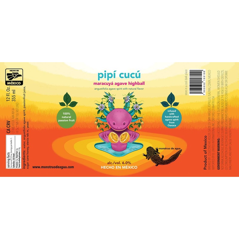 MONSTRUO DE AGUA PIPI CUCU MEZCAL MARACUYA HIGHBALL 12 oz (24 Pack)