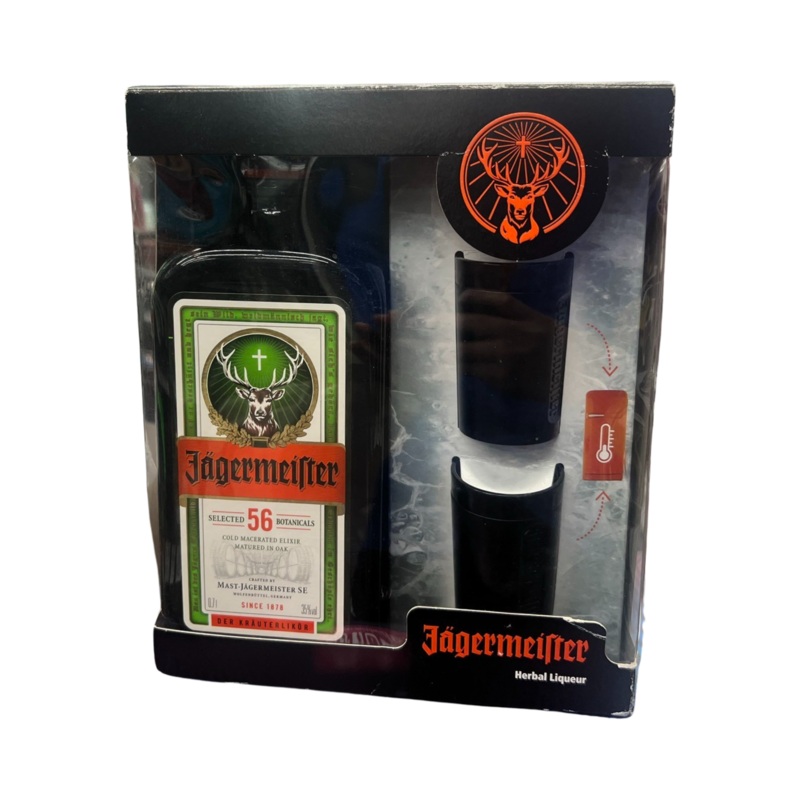 Jagermeister Herbal Liqueur & 2 Shot Glasses Limited Edition GIft Pack 700ml