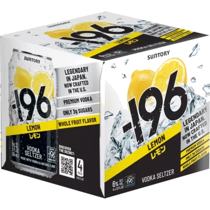 SUNTORY -196 LEMON VODKA SELTZER 4PK