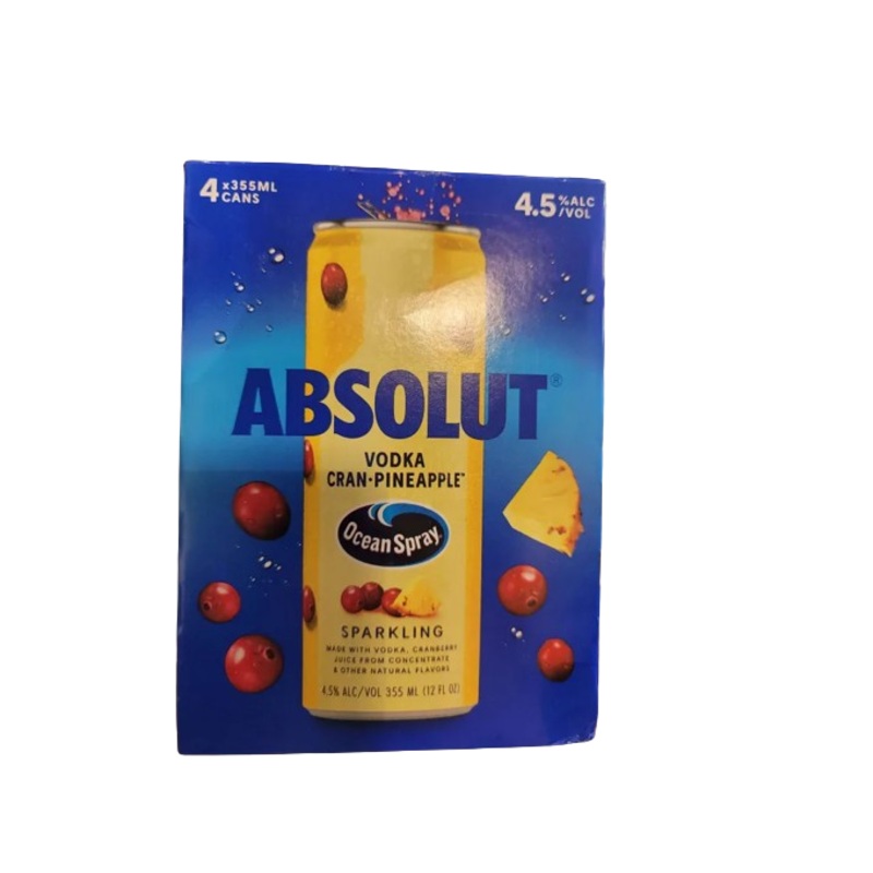 Absolut Cran Pineapple 355ml 4-Pack Can