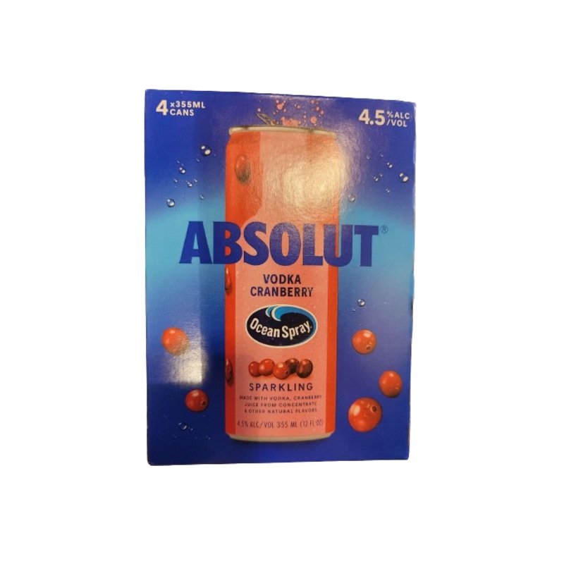 Absolut Cranberry 355ml 4-Pack Can