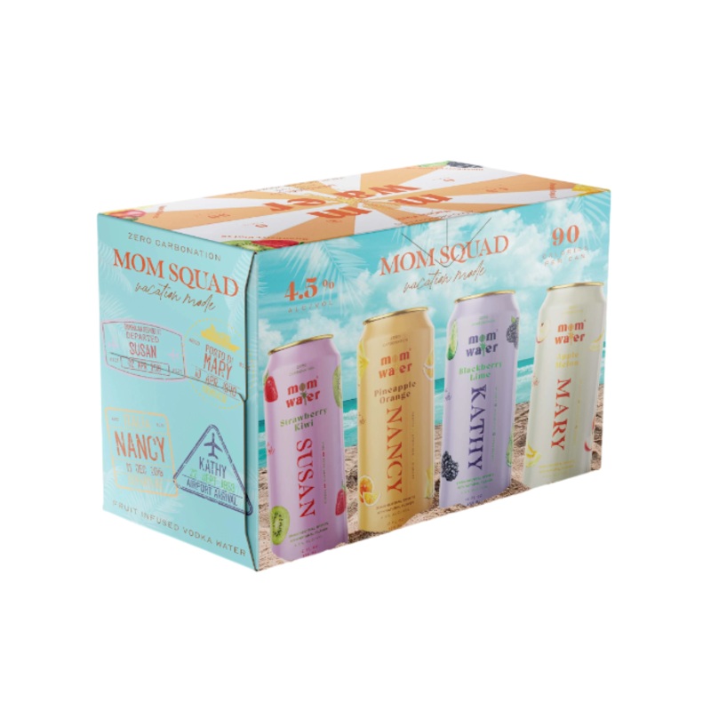 Mom Water Mom Squad Vacation Mode Variety Pack 12oz 8-Pack Can