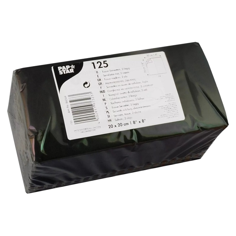 Cocktail napkins black 20x20 cm 125 pieces