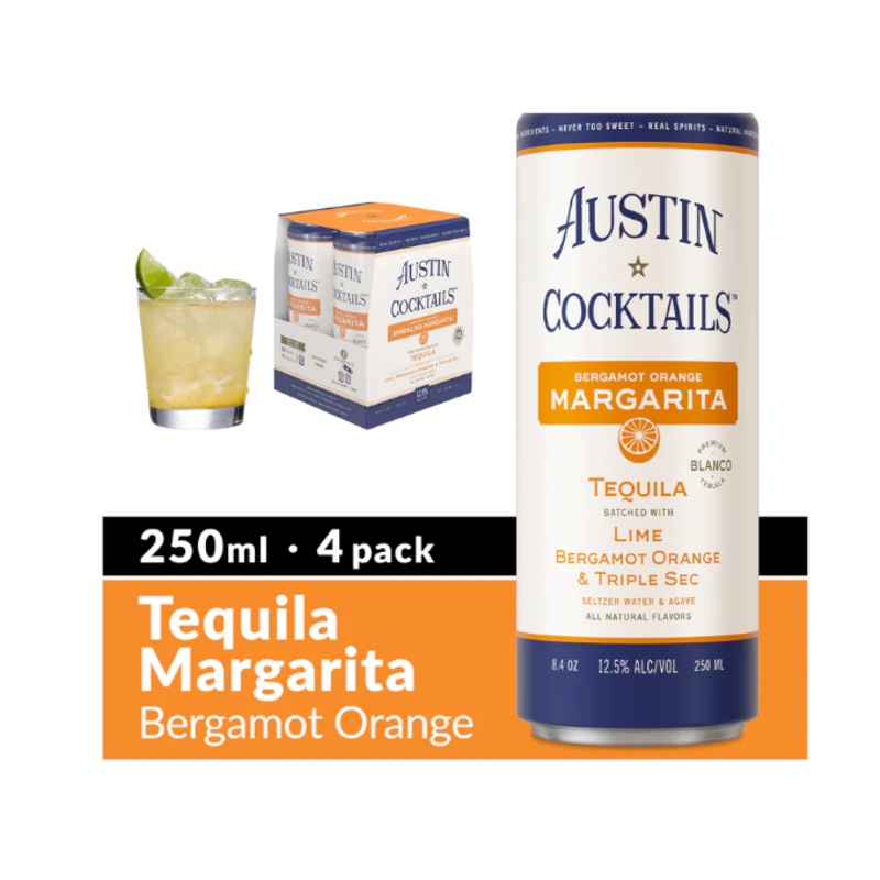Austin Sparkling Bergamot Orange Margarita 8.4oz 4-Pack Can