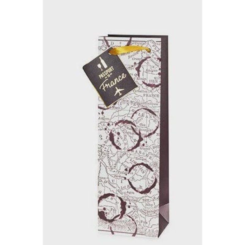 FRANCE WINE MAP WINE BAG