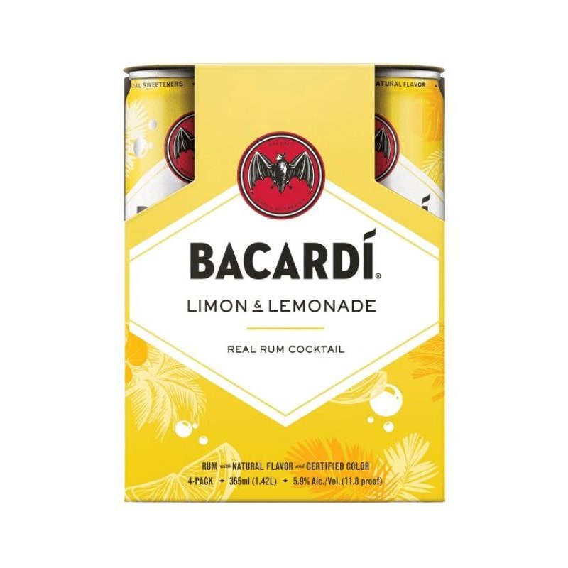 Bacardi Ready To Drink Limon and Lemonade 4 Pack Cans