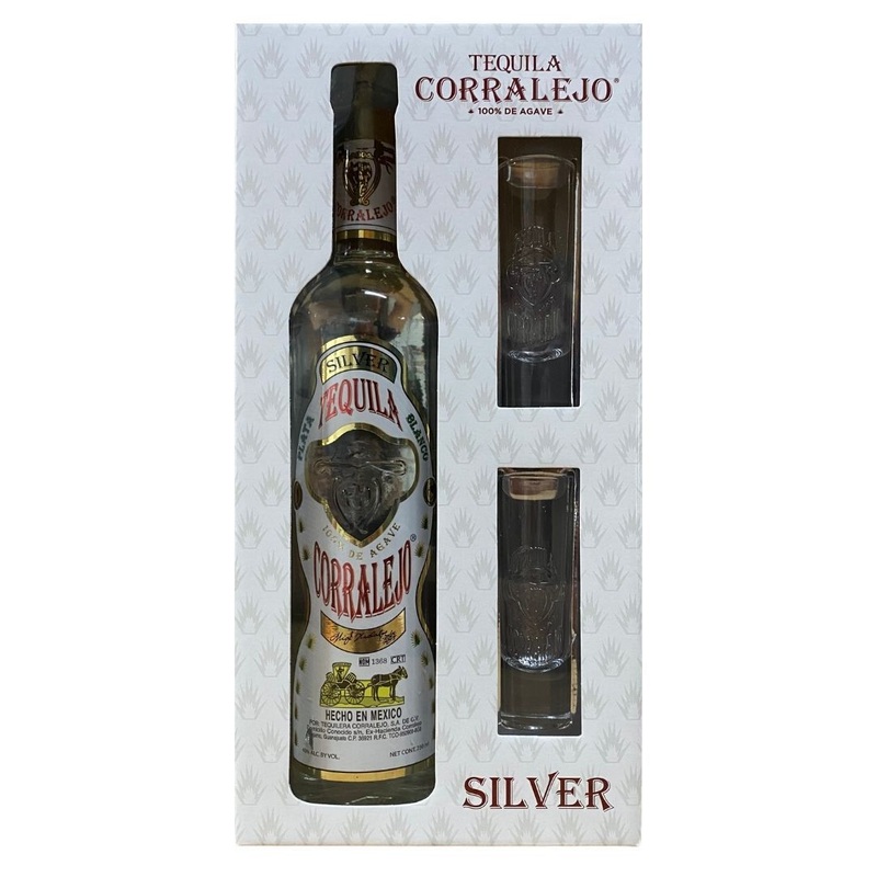 Corralejo Blanco Tequila 750mL Gift Set w/ 2 Shot Glasses