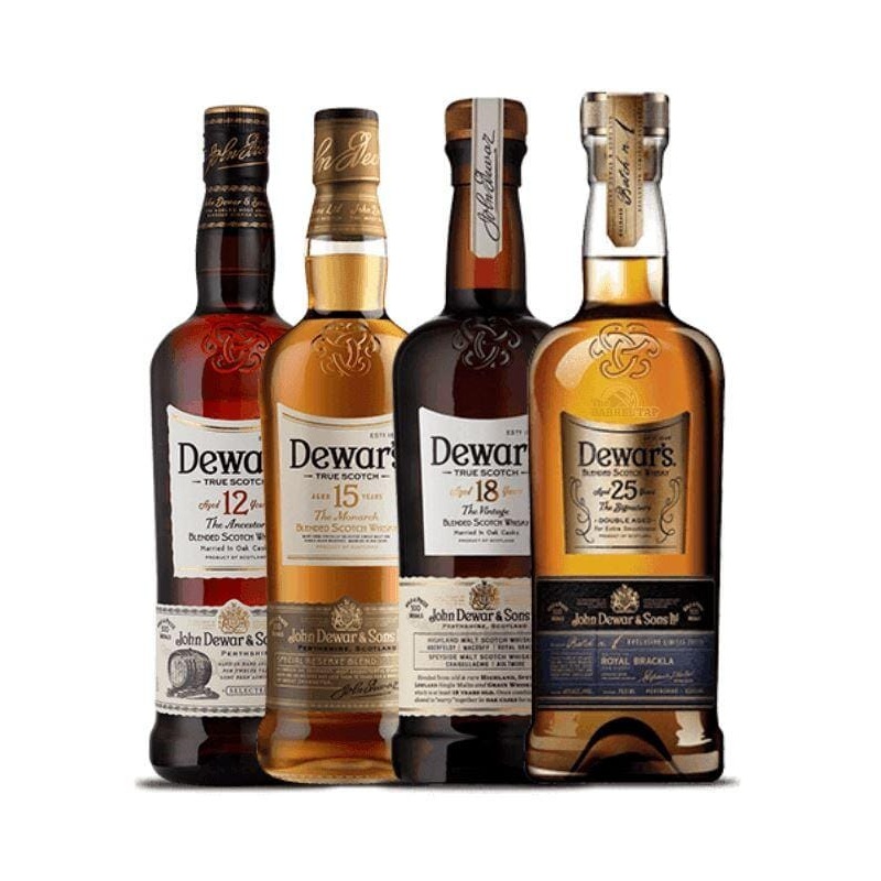 Dewar's 12 | 15 | 18 | 25 Year Old Blended Scotch Whisky Bundle