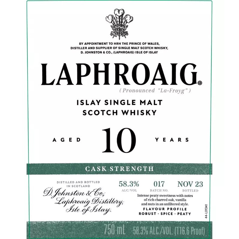 Laphroaig 10 Year Old Cask Strength Scotch Whisky Batch 17 116.6 Proof 750mL