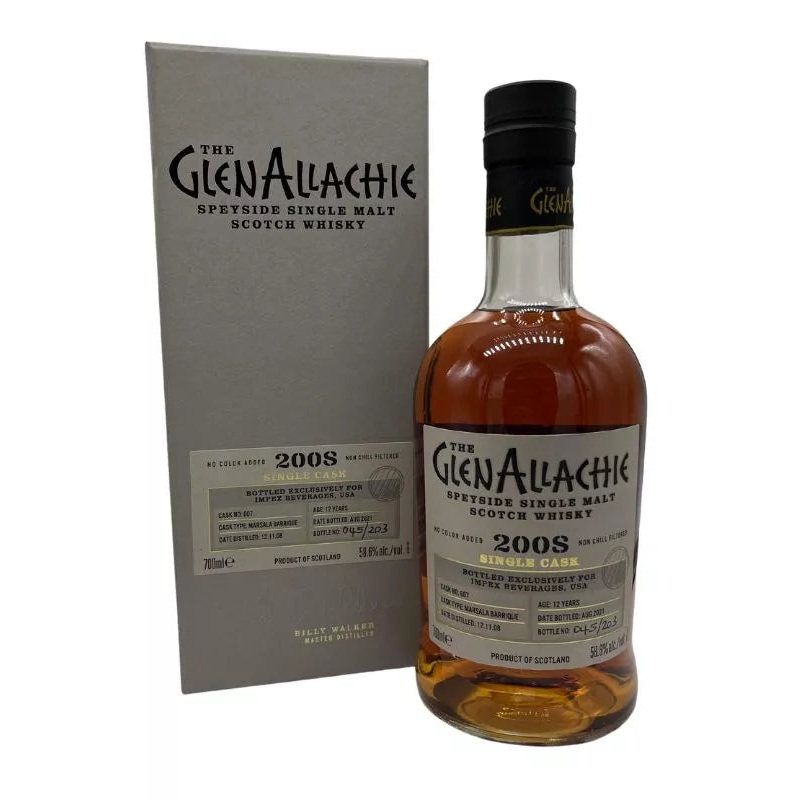 The GlenAllachie 2008 Single Cask 12 Year Old Marsala Cask #607 700mL
