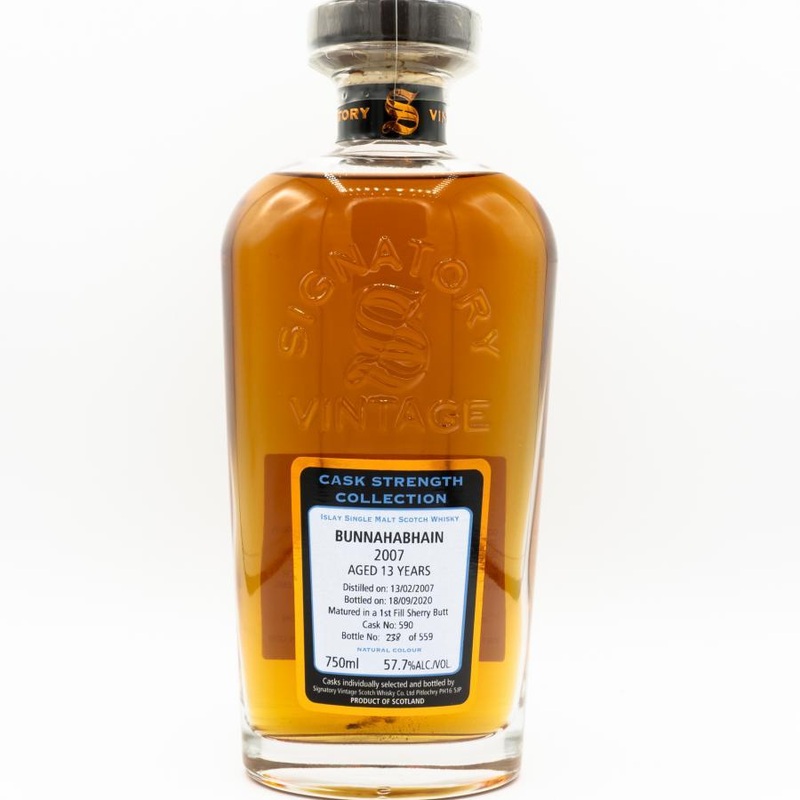Signatory Cask Strength 2007 Bunnahabhain 13 Year Islay Single Malt Scotch Whisky
