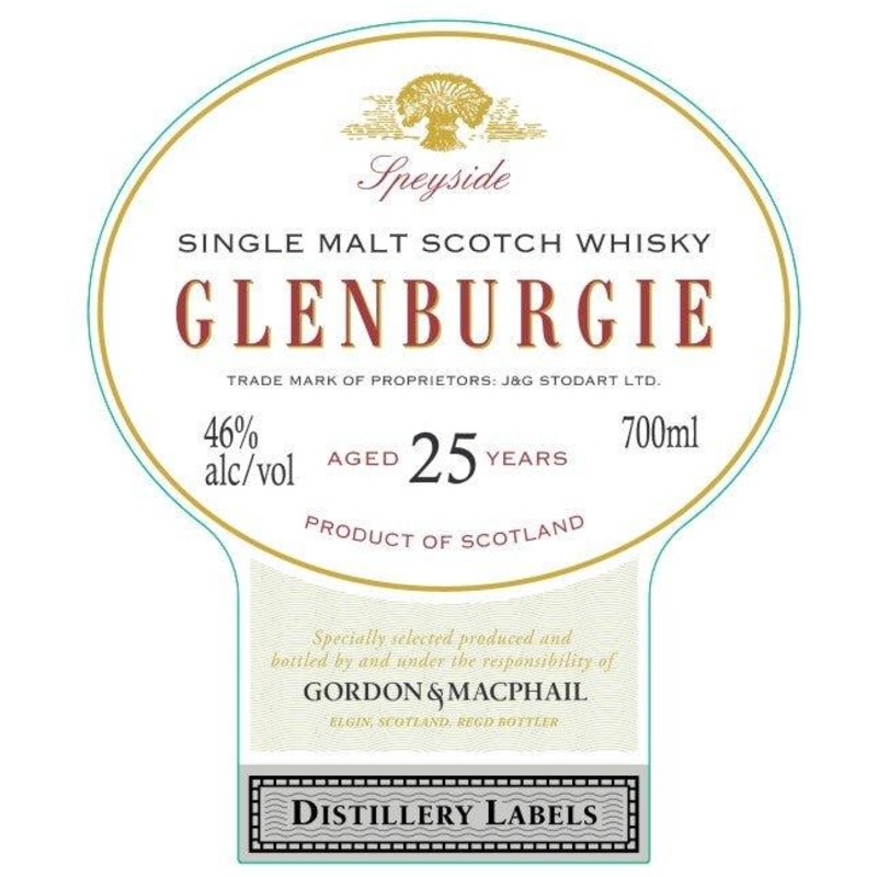 Glenburgie 25 Year Old Single Malt Scotch Whisky Gordon & MacPhail Distillery Labels