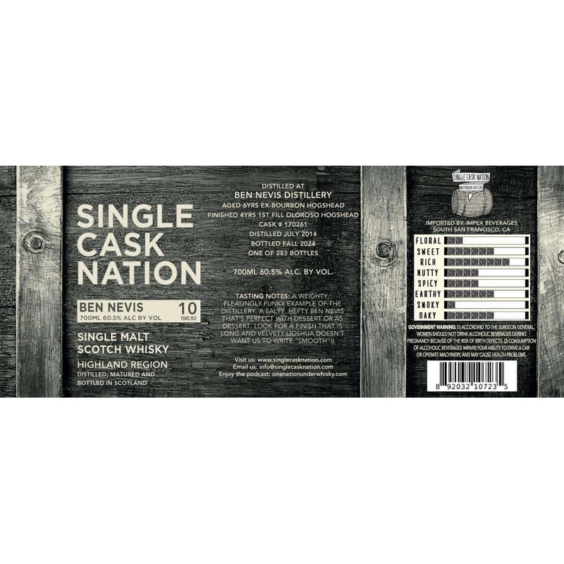 Single Cask Nation Ben Nevis 10-Year Single Malt Scotch Whisky