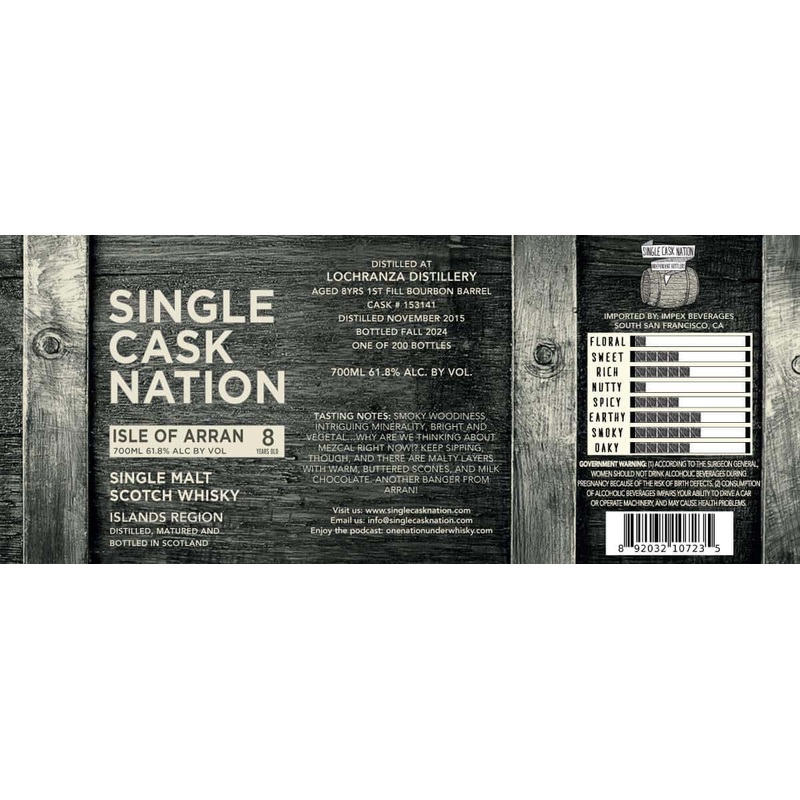 Single Cask Nation Isle of Arran 8-Year Single Malt Scotch Whisky