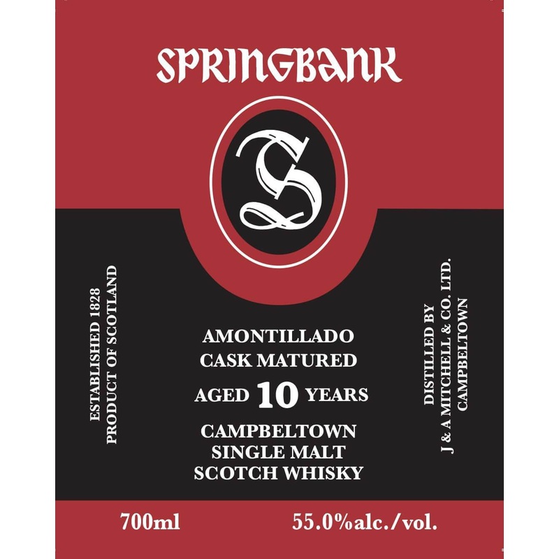 Springbank 10 Year Old Amontillado Cask Matured Campbeltown Single Malt Scotch Whisky 700ml