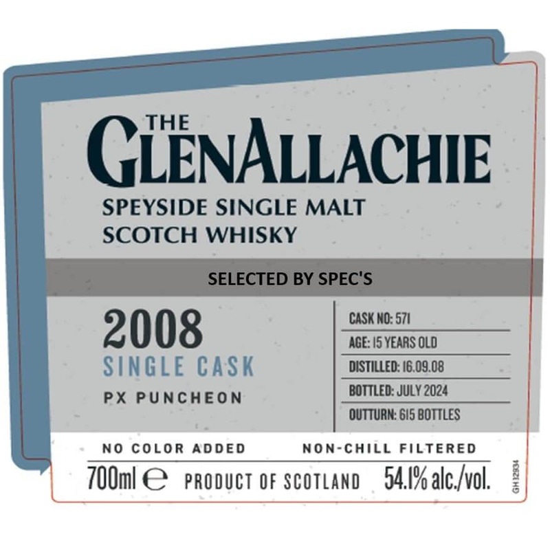 The GlenAllachie 2008 Single Cask PX Puncheon 15 Year Old 700mL