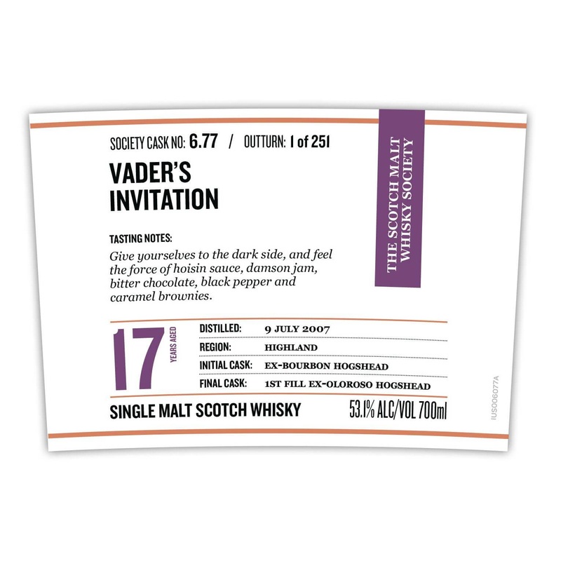 Vaders Invitation 17 Year Old Single Malt Scotch Whisky