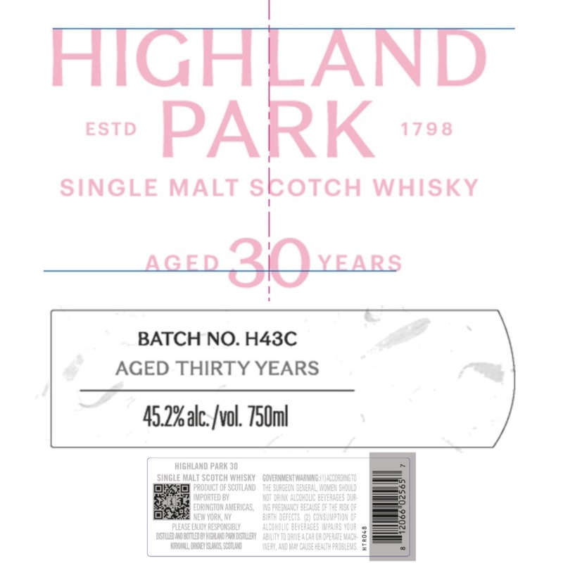 Highland Park 30 Year Old Single Malt Scotch Whisky