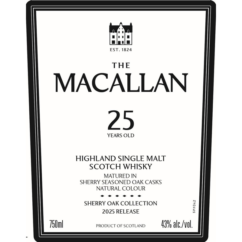 The Macallan 25 Year Old Sherry Oak Highland Single Malt Scotch Whisky 2025 Release