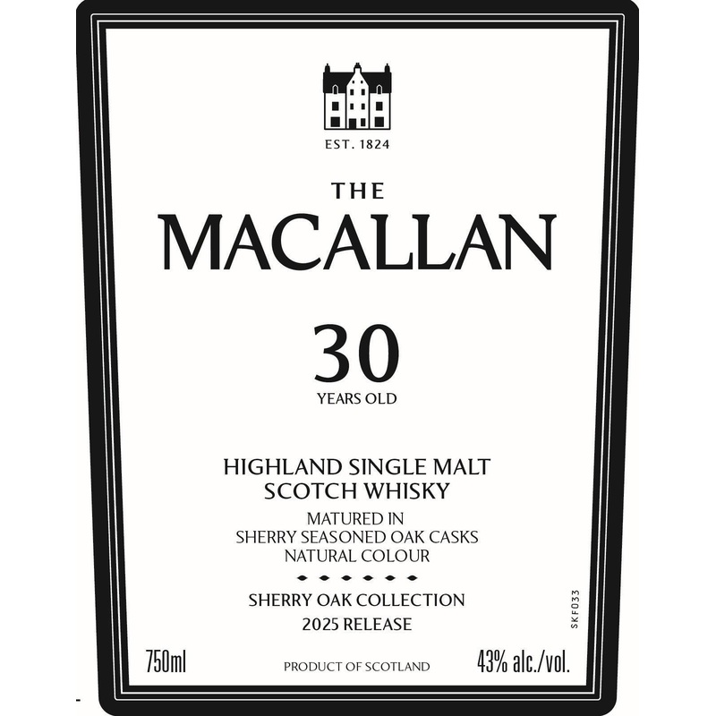 The Macallan 30 Year Old Sherry Oak Highland Single Malt Scotch Whisky 2025 Release