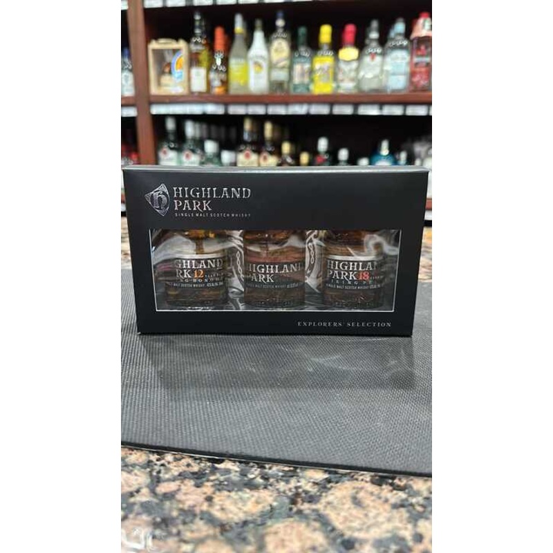 Highland Park Explorers Selection 12 Year Old,  18 Year Old, Cask Strength Single Malt Scotch Whisky 3-Pack 50ml Gift Set