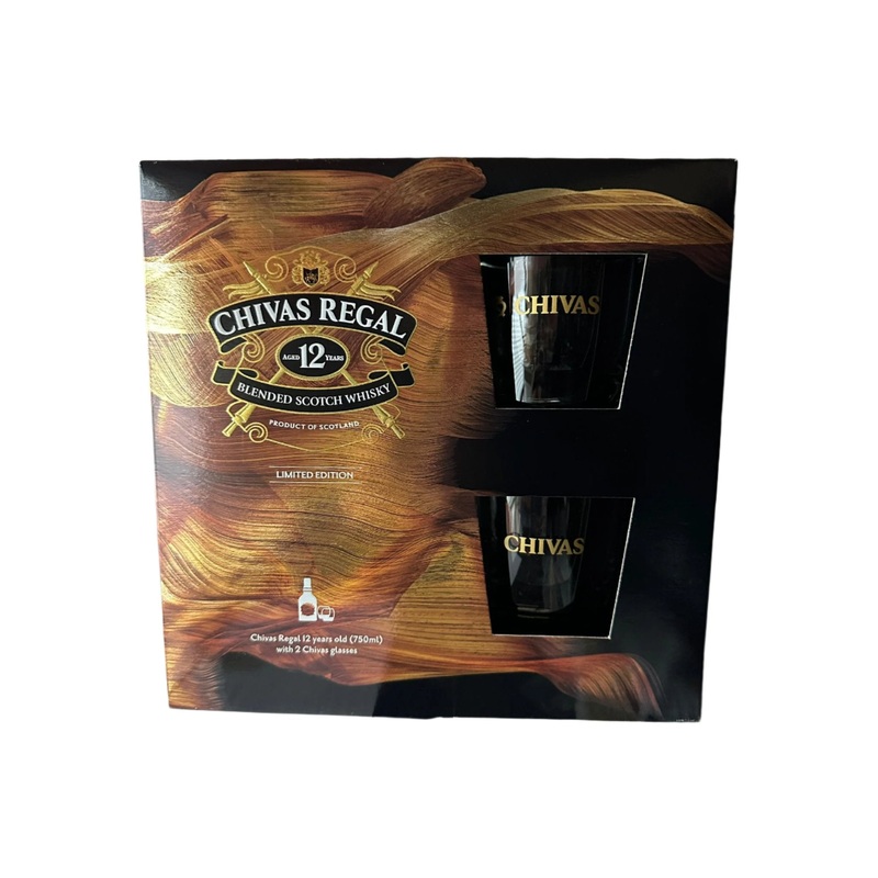 Chivas Regal 12 Year Old Limited Edition Blended Scotch Whisky with Glasses 750ml